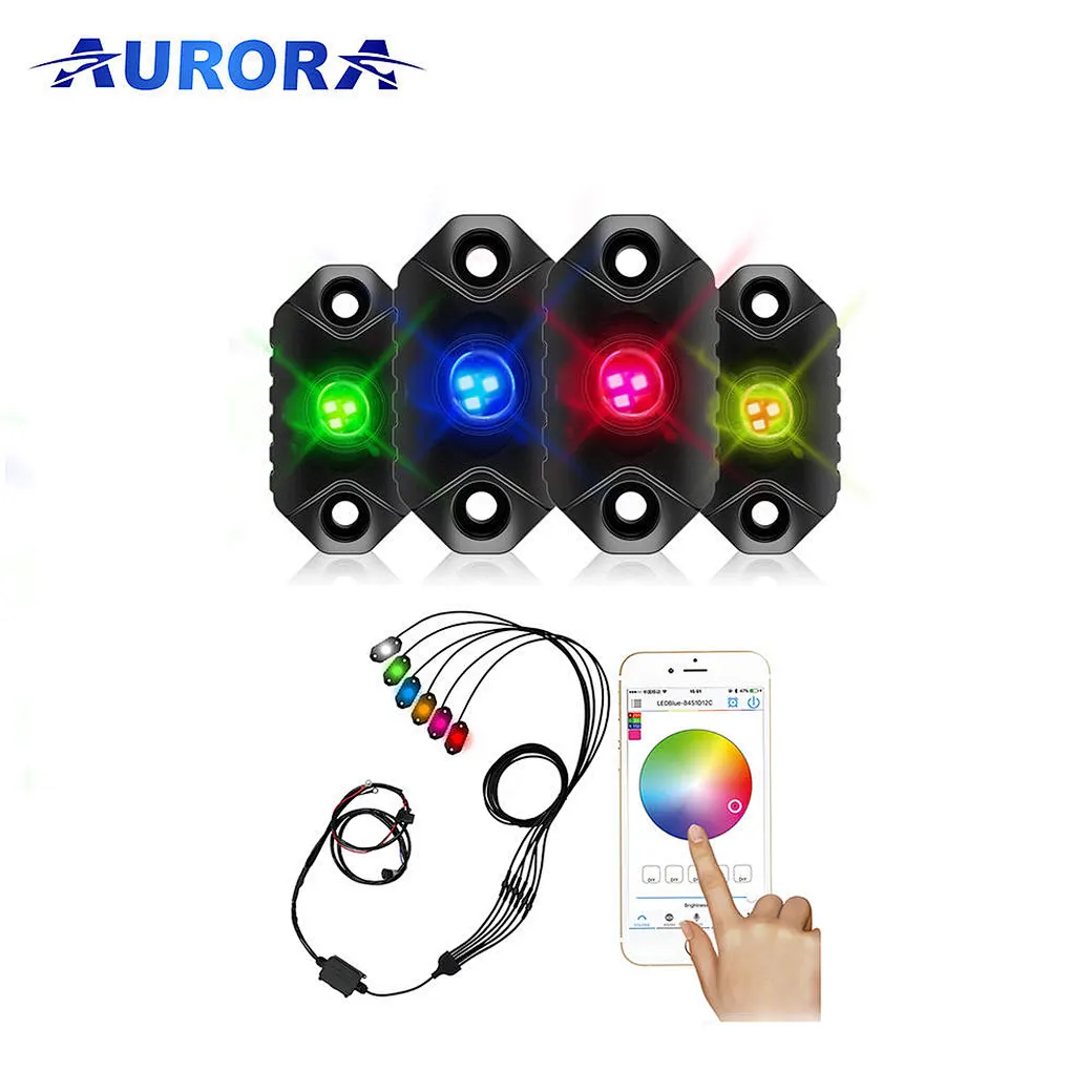 AURORA Super Bright 6 Pods RGB LED Rock Lights Set